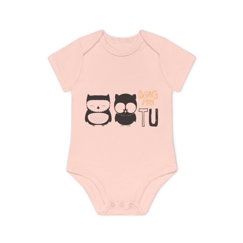 Body bebe manga corta organico - Rosa empolvado - Camiseta «Boig per tu»