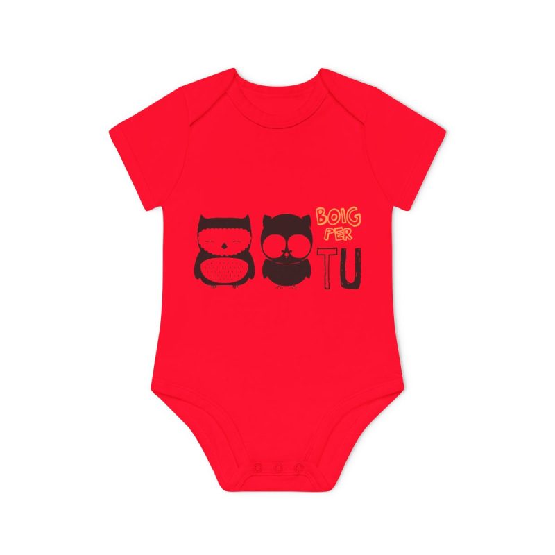 Body bebe manga corta organico - Rojo - Camiseta «Boig per tu»