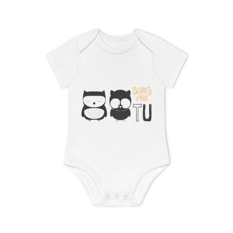 Body bebe manga corta organico - Blanco - Camiseta «Boig per tu»