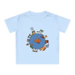Camiseta de bebe - Azul empolvado - Camiseta «cada casa es un mon sense»