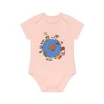 Body bebe manga corta organico - Rosa empolvado - Camiseta «cada casa es un mon sense»