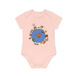 Body bebe manga corta organico - Rosa empolvado - Camiseta «cada casa es un mon sense»