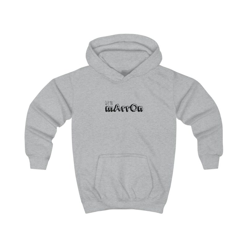 Sudadera con capucha infantil - Gris jaspeado claro - Camiseta «Quin marrón»