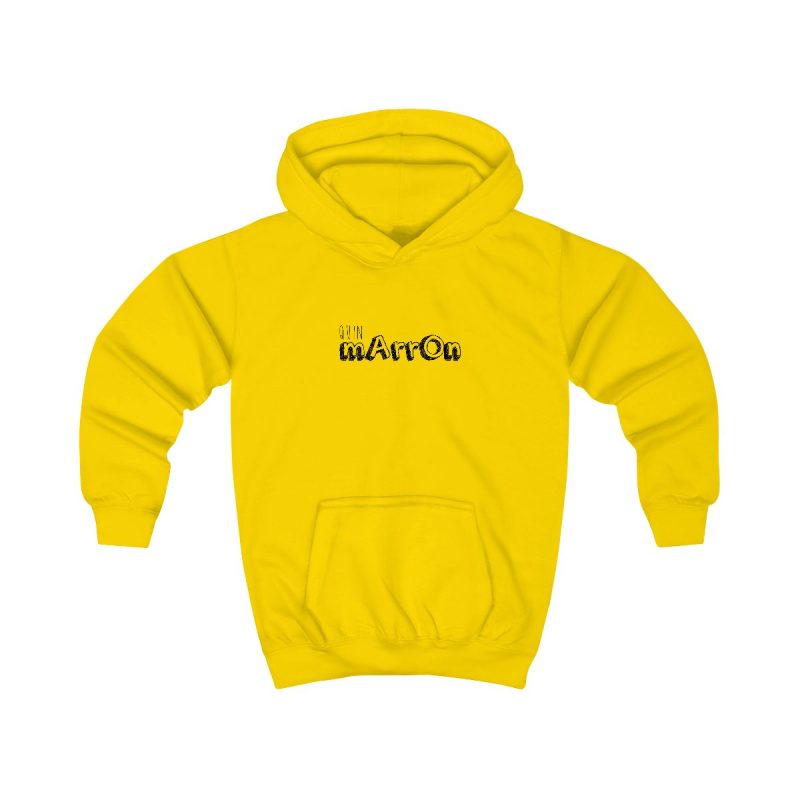 Sudadera con capucha infantil - Amarillo sol - Camiseta «Quin marrón»