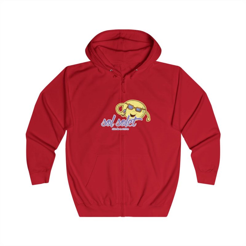 Sudadera con capucha y cremallera - Rojo fuego - Camiseta Sol solet, vine’m a veure