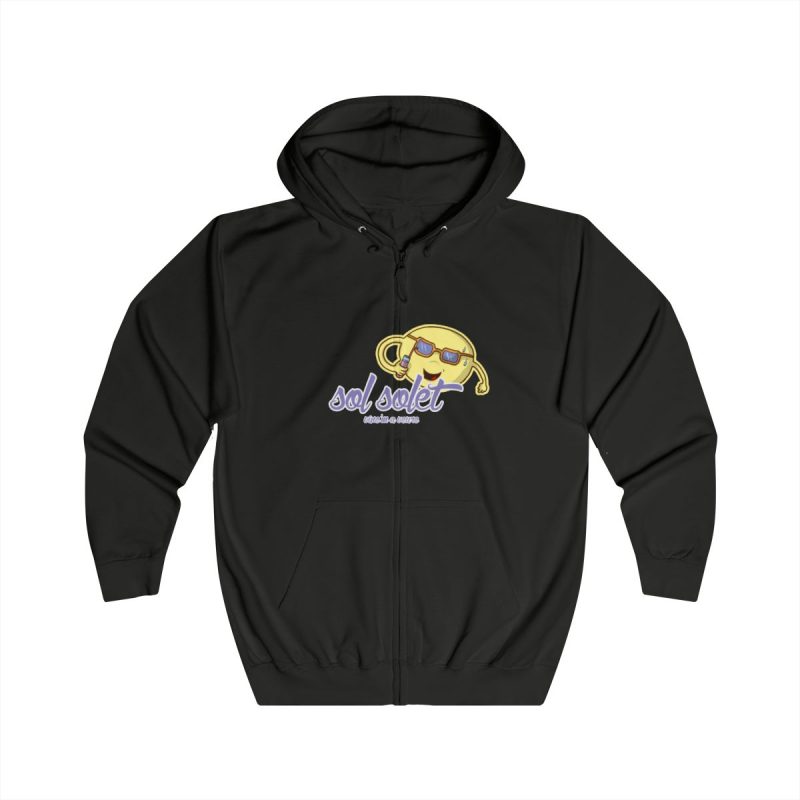 Sudadera con capucha y cremallera - Negro azabache - Camiseta Sol solet, vine’m a veure