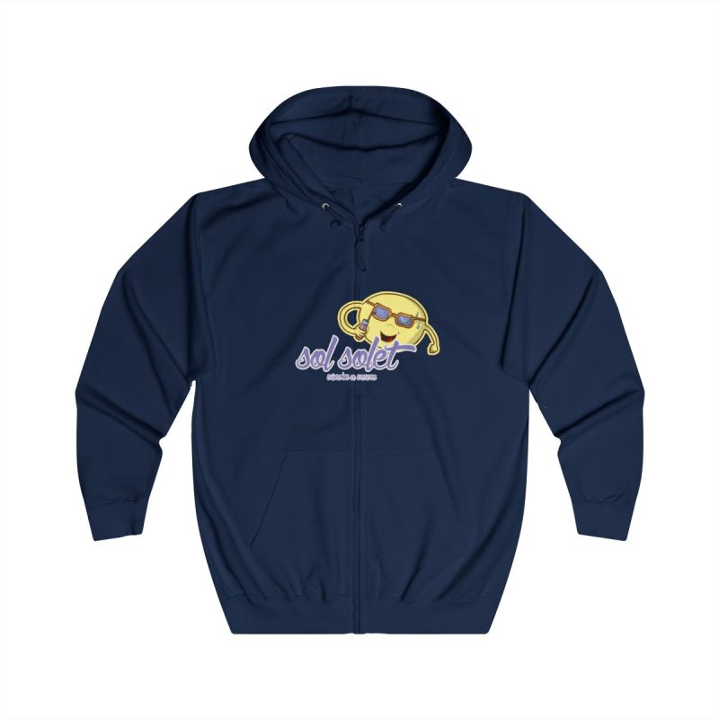 Sudadera con capucha y cremallera - Azul marino Oxford - Camiseta Sol solet, vine’m a veure