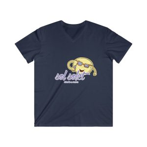 Camiseta hombre entallada cuello de pico - Azul marino - Camiseta Sol solet, vine’m a veure