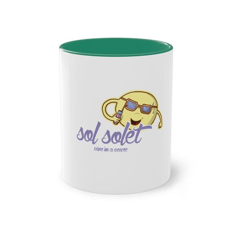 Taza bicolor - Verde oscuro - Camiseta Sol solet, vine’m a veure