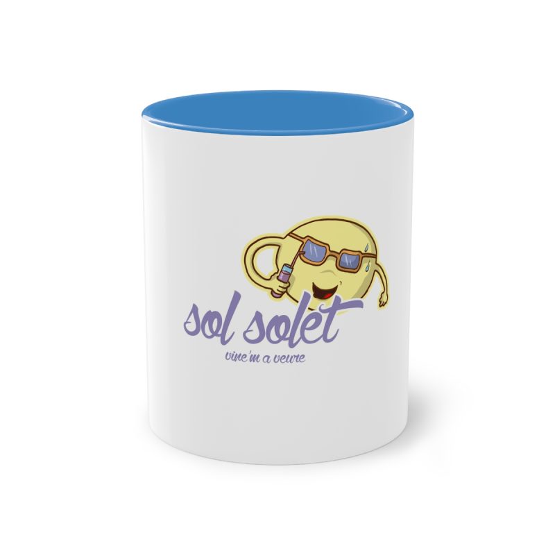 Taza bicolor - Azul claro - Camiseta Sol solet, vine’m a veure