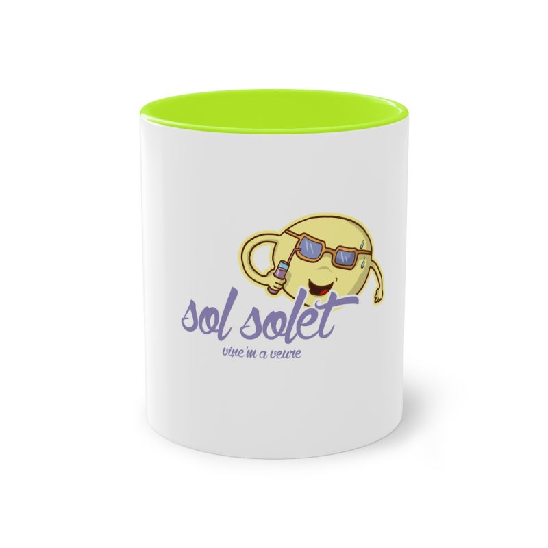 Taza bicolor - Verde claro - Camiseta Sol solet, vine’m a veure