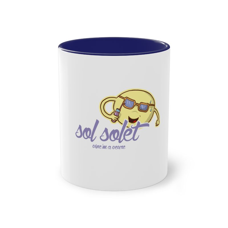 Taza bicolor - Azul oscuro - Camiseta Sol solet, vine’m a veure