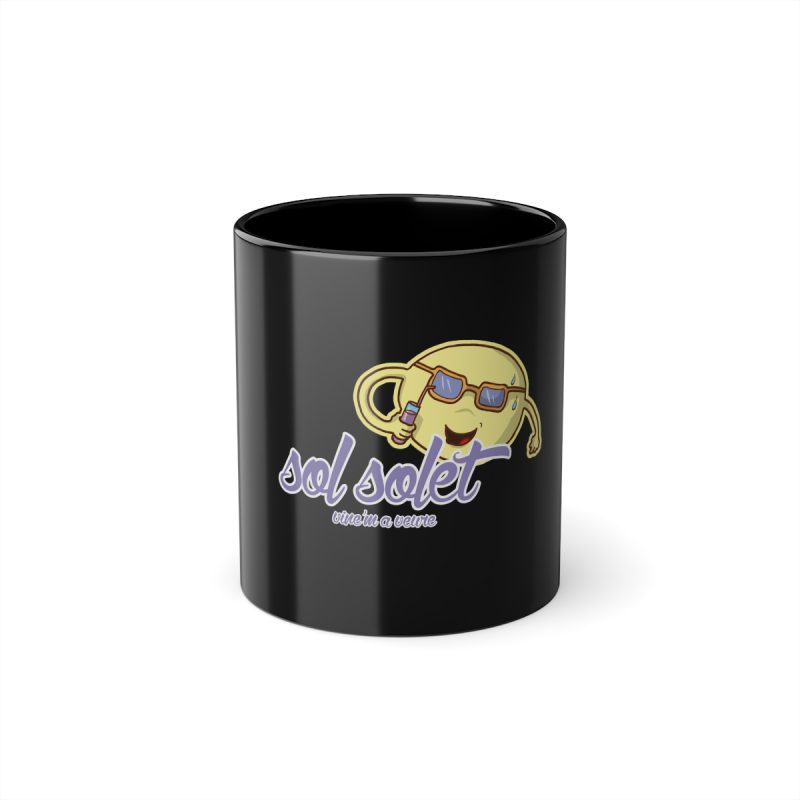 Taza negra 325 ml - Negro - Camiseta Sol solet, vine’m a veure Taza negra 325 ml - Negro - Camiseta Sol solet, vine’m a veure