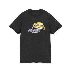 Camiseta lavado acido cuello redondo - Negro - Camiseta Sol solet, vine’m a veure