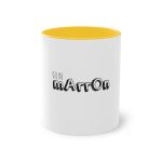 Taza bicolor - Amarillo dorado - Camiseta «Quin marrón» Taza bicolor - Amarillo dorado - Camiseta «Quin marrón»