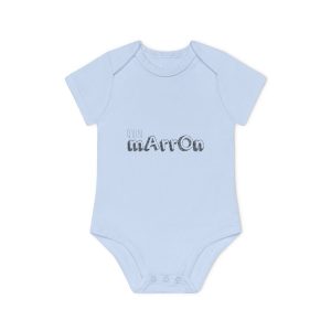 Body bebe manga corta organico - Azul empolvado - Camiseta «Quin marrón»