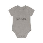 Body bebe manga corta organico - Gris jaspeado melange - Camiseta «Quin marrón»