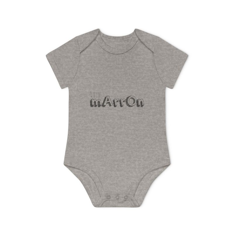Body bebe manga corta organico - Gris jaspeado melange - Camiseta «Quin marrón»
