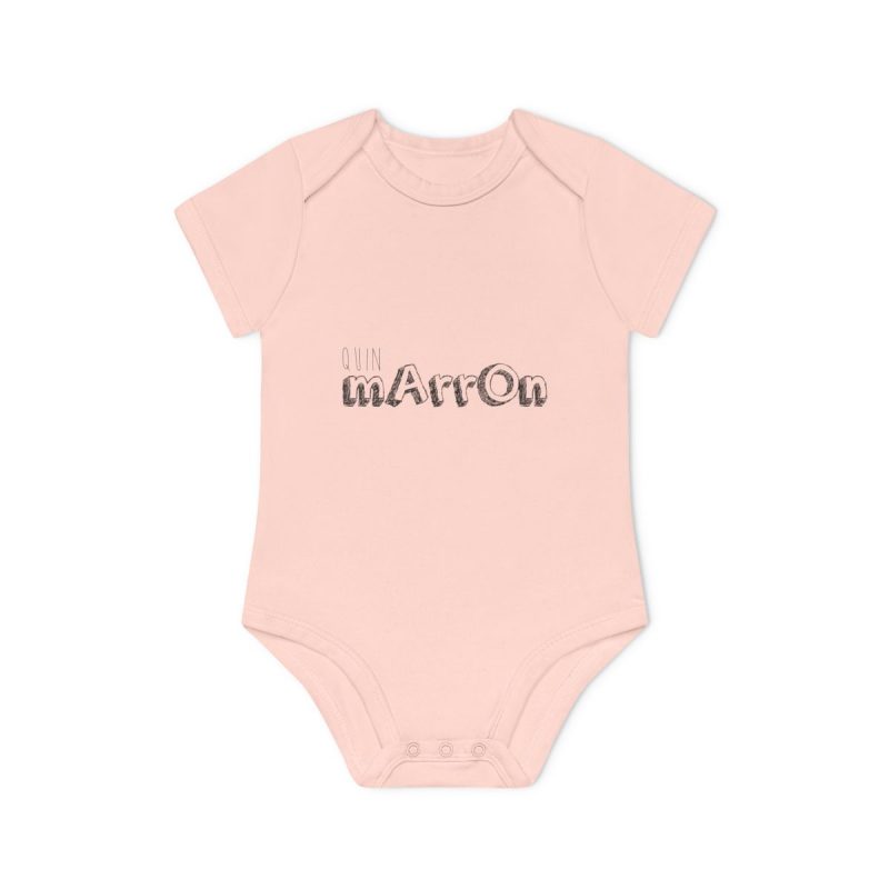 Body bebe manga corta organico - Rosa empolvado - Camiseta «Quin marrón»