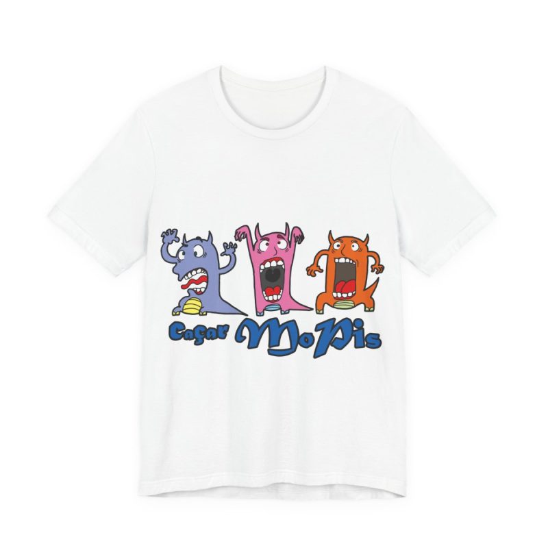 Camiseta jersey manga corta - Blanco - Camiseta «Caçar MoPis» sobre fondo negro