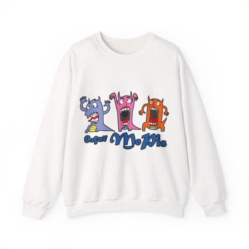 Sudadera cuello redondo - Blanco - Camiseta «Caçar MoPis» sobre fondo negro