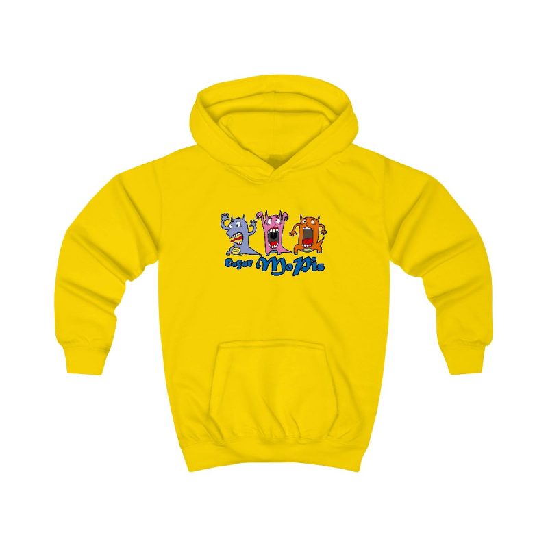 Sudadera con capucha infantil - Amarillo sol - Camiseta «Caçar MoPis» sobre fondo negro