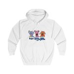 Sudadera con capucha y cremallera - Blanco artico - Camiseta «Caçar MoPis» sobre fondo negro
