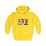 Sudadera con capucha y cremallera - Amarillo sol - Camiseta «Caçar MoPis» sobre fondo negro
