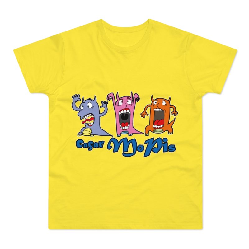 Camiseta hombre punto liso - Amarillo solar - Camiseta «Caçar MoPis» sobre fondo negro