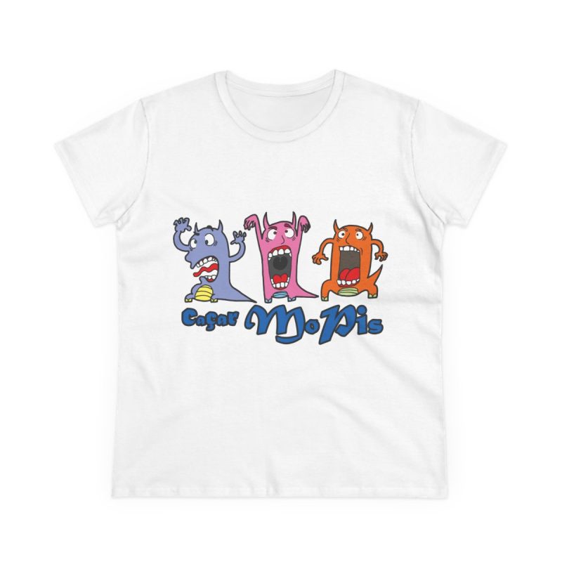 Camiseta mujer algodon medio - Blanco - Camiseta «Caçar MoPis» sobre fondo negro