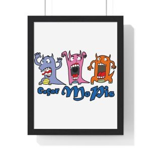 Poster enmarcado vertical - Negro - Camiseta «Caçar MoPis» sobre fondo negro