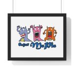 Poster enmarcado horizontal - Negro - Camiseta «Caçar MoPis» sobre fondo negro
