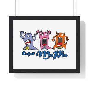 Poster enmarcado horizontal - Negro - Camiseta «Caçar MoPis» sobre fondo negro