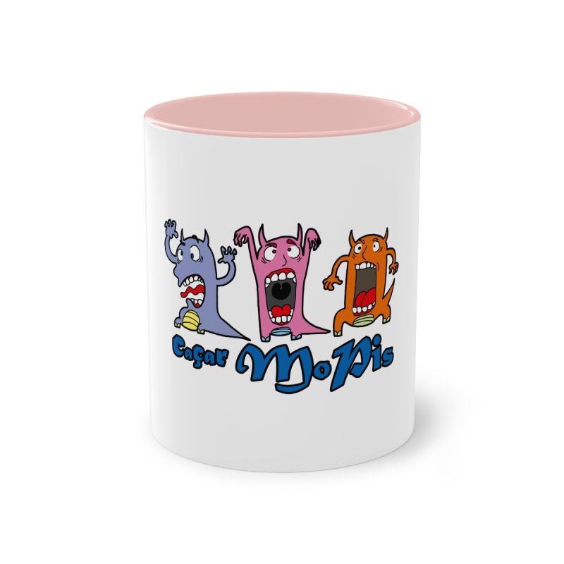 Taza bicolor - Rosa - Camiseta «Caçar MoPis» sobre fondo negro