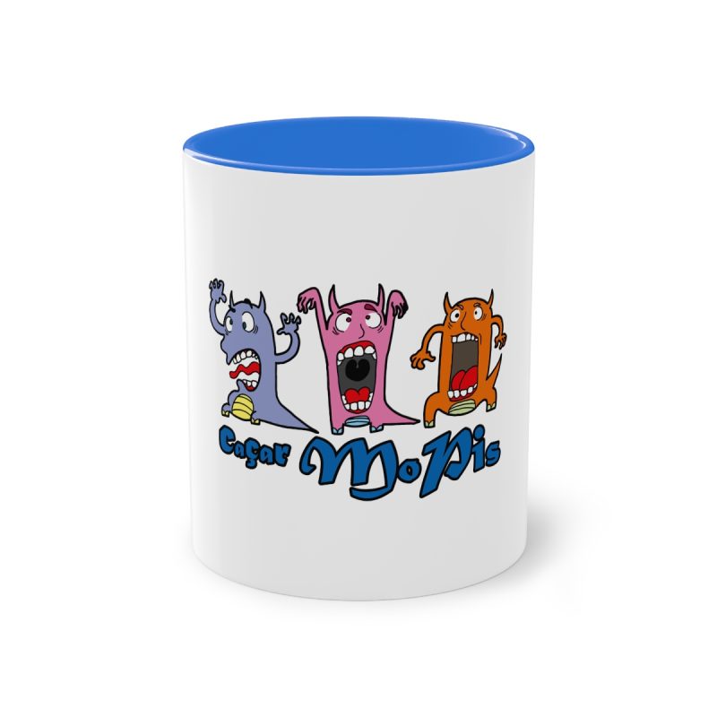 Taza bicolor - Azul Cambridge - Camiseta «Caçar MoPis» sobre fondo negro