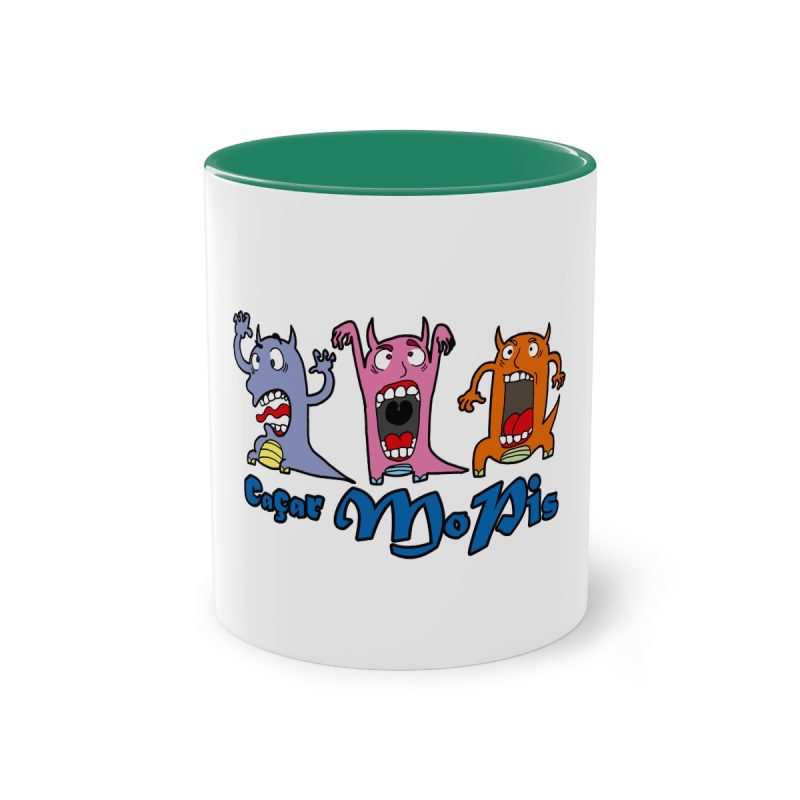 Taza bicolor - Verde oscuro - Camiseta «Caçar MoPis» sobre fondo negro