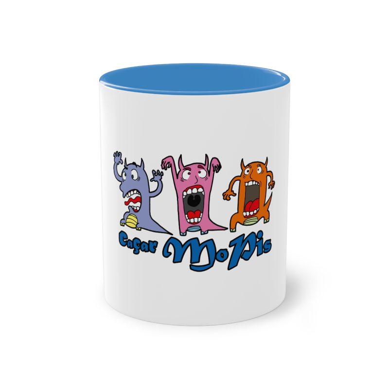 Taza bicolor - Azul claro - Camiseta «Caçar MoPis» sobre fondo negro