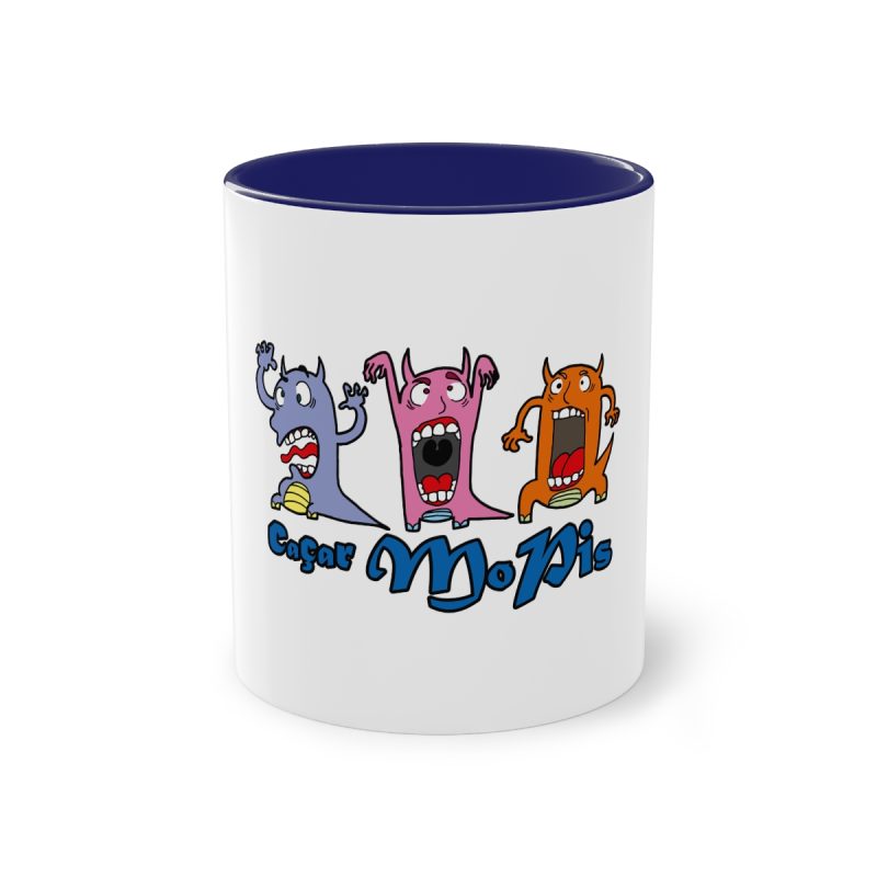 Taza bicolor - Azul oscuro - Camiseta «Caçar MoPis» sobre fondo negro