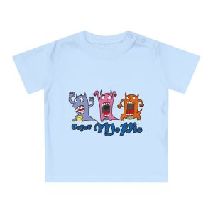 Camiseta de bebe - Azul empolvado - Camiseta «Caçar MoPis» sobre fondo negro