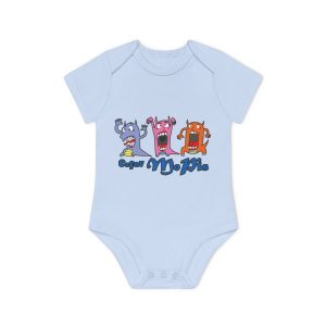 Body bebe manga corta organico - Azul empolvado - Camiseta «Caçar MoPis» sobre fondo negro