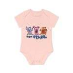 Body bebe manga corta organico - Rosa empolvado - Camiseta «Caçar MoPis» sobre fondo negro