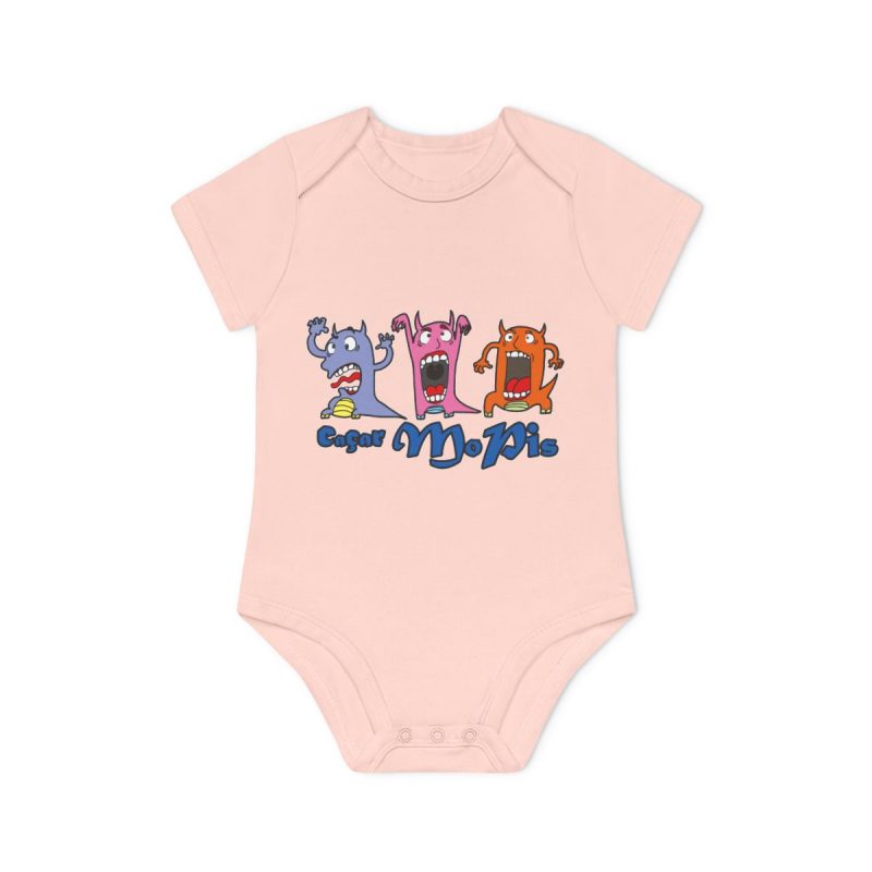 Body bebe manga corta organico - Rosa empolvado - Camiseta «Caçar MoPis» sobre fondo negro