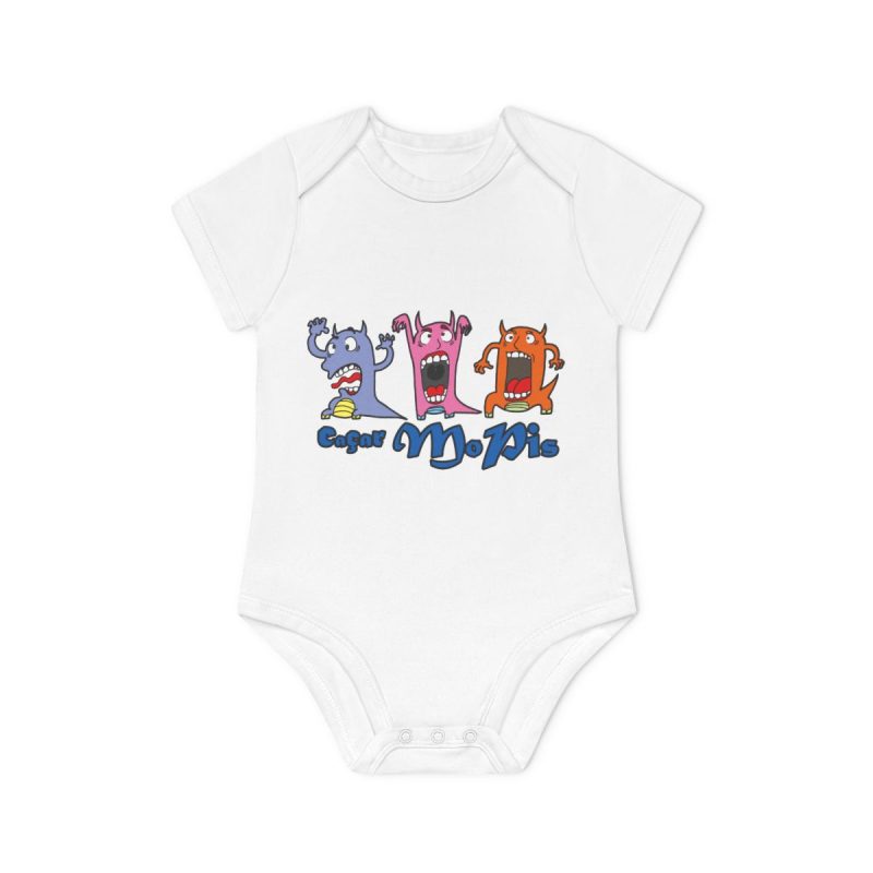 Body bebe manga corta organico - Blanco - Camiseta «Caçar MoPis» sobre fondo negro