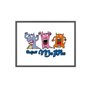 Poster con marco de madera - Marco negro - Camiseta «Caçar MoPis» sobre fondo negro