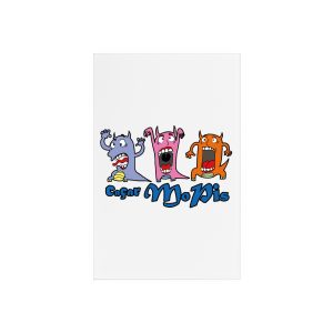 Cartel de metacrilato con soporte - Camiseta «Caçar MoPis» sobre fondo negro