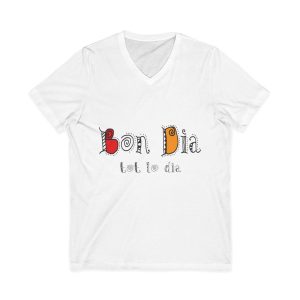 Camiseta cuello de pico - Blanco - Camiseta Bon dia tot lo dia
