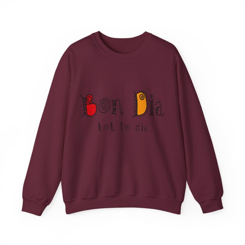Sudadera cuello redondo - Granate - Camiseta Bon dia tot lo dia