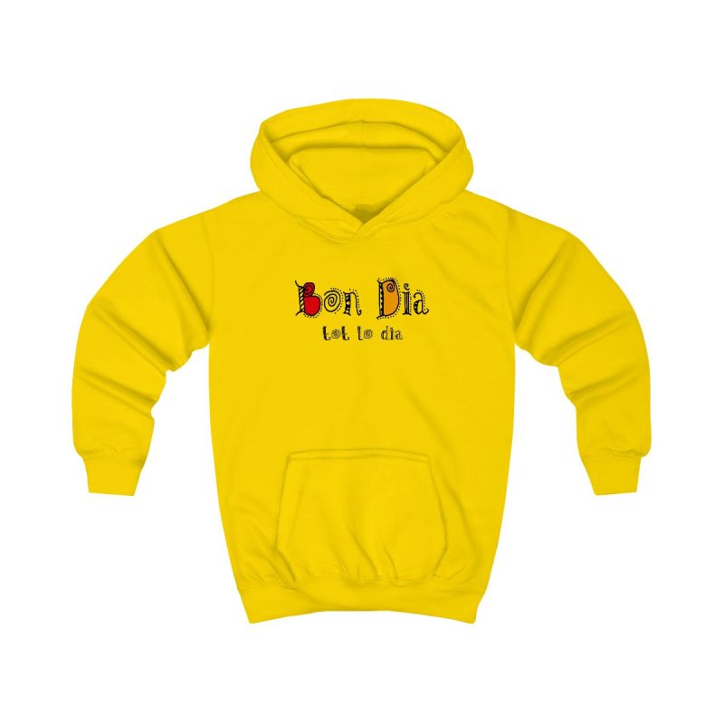 Sudadera con capucha infantil - Amarillo sol - Camiseta Bon dia tot lo dia