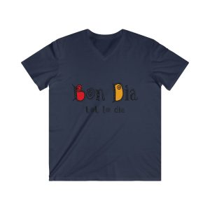 Camiseta hombre entallada cuello de pico - Azul marino - Camiseta Bon dia tot lo dia