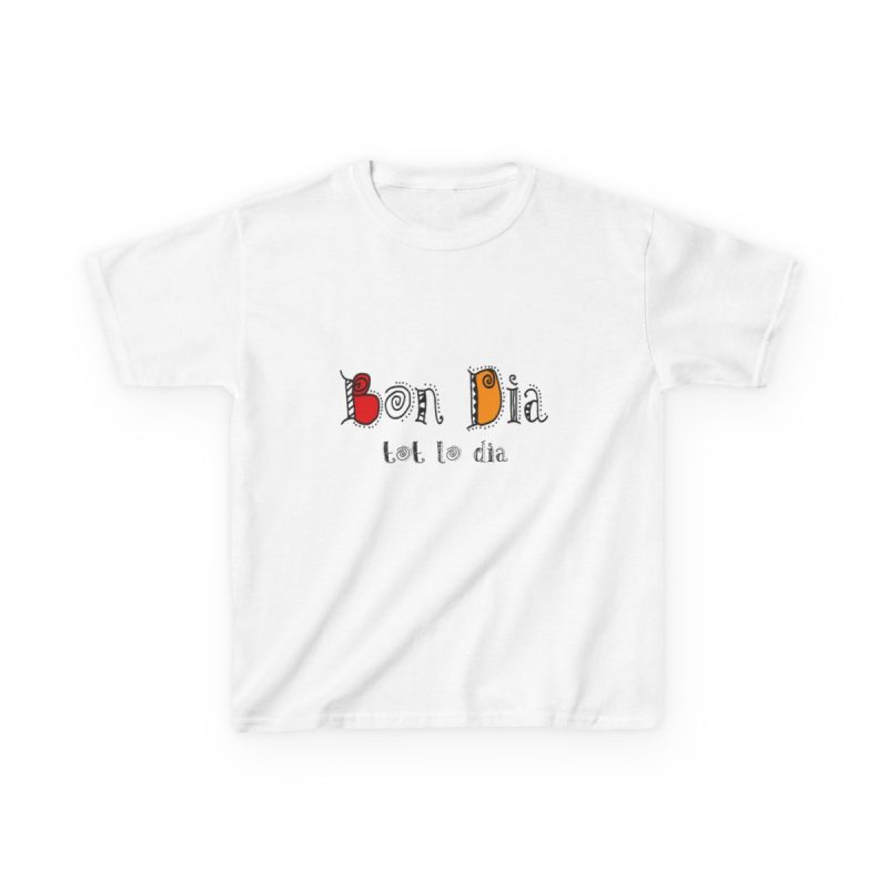 Camiseta infantil algodon grueso - Blanco - Camiseta Bon dia tot lo dia
